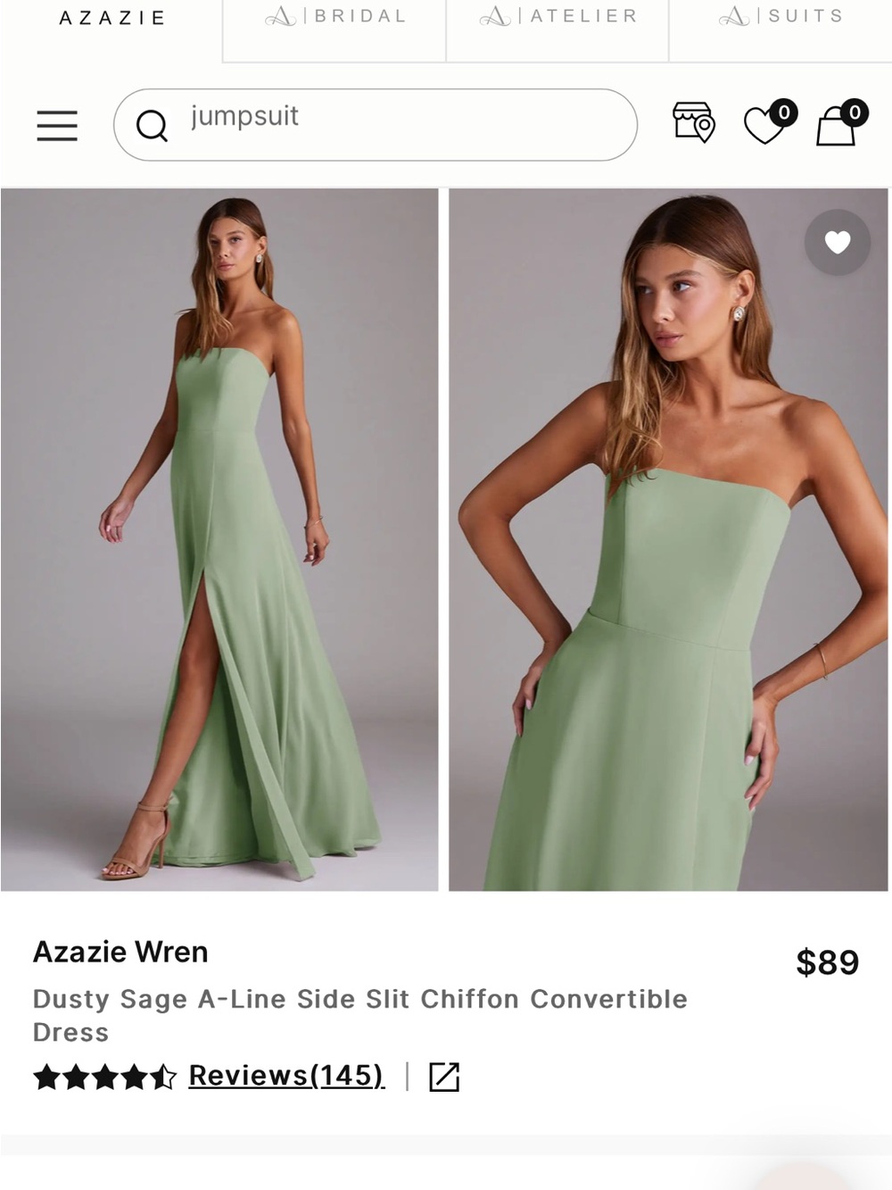 Azazie bridesmaids dress green sage - A8